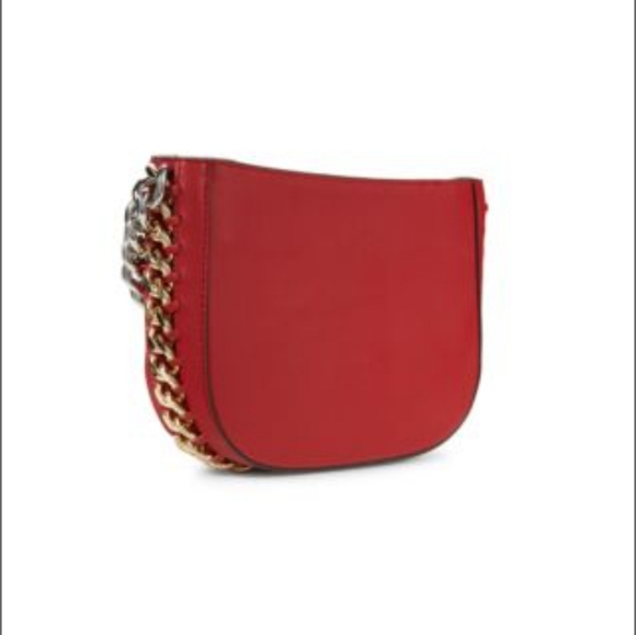 Jill & Ally NWT Red Faux Leather with Gold Chain Hardware Saddle Bag Crossbody - Picture 2 of 6